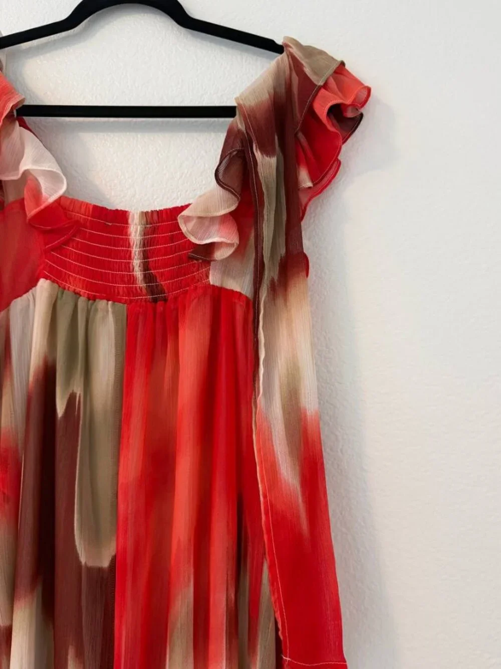 NWT  Banana Republic Petite Watercolor Ruffle Chiffon Midi Dress Size SP